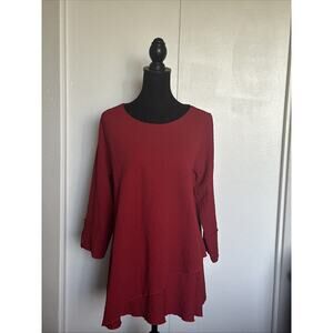 Gumps San Francisco Red Lagenlook Oversized Tunic Top Size XS/S